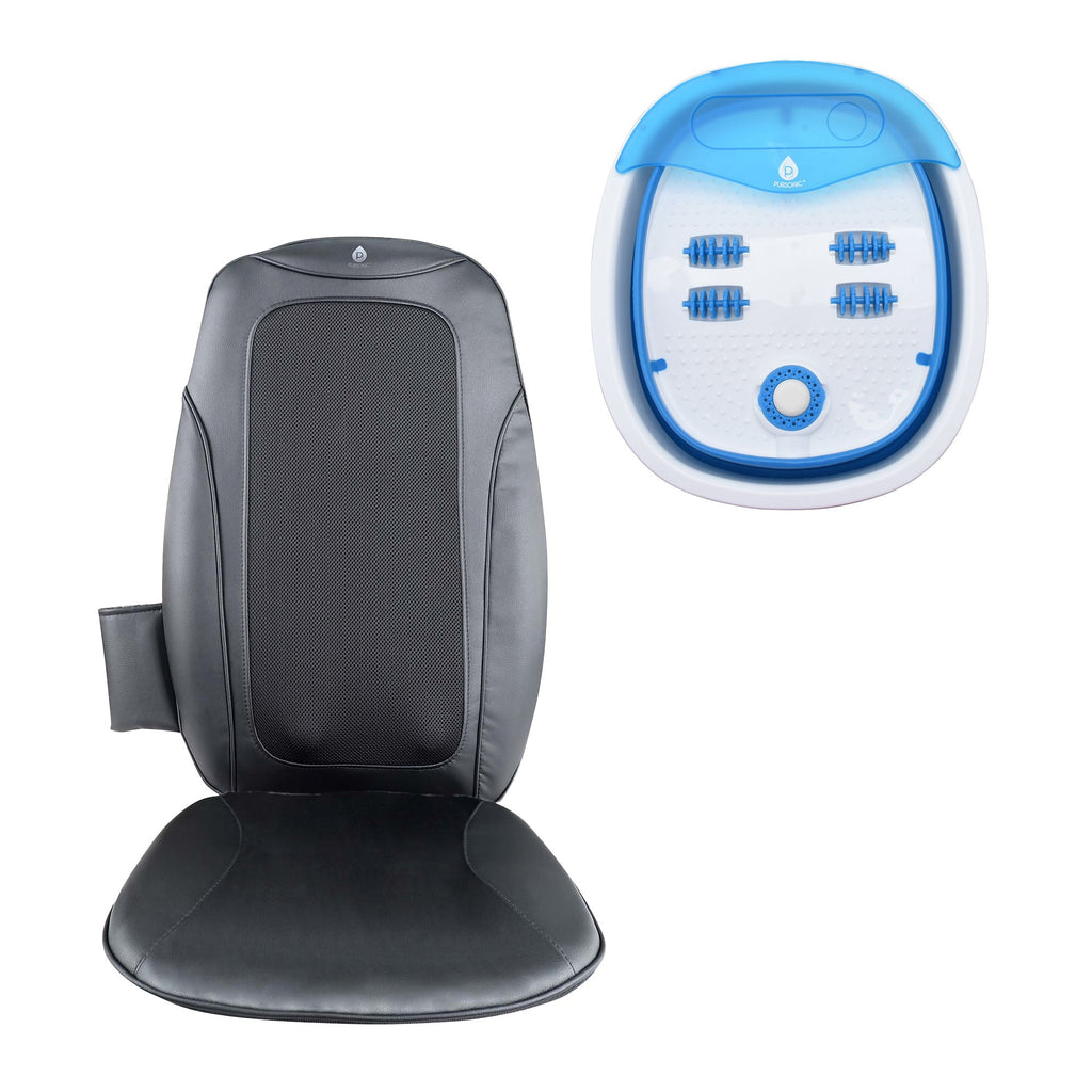 Pursonic shiatsu chair massager pad and collapsible foot spa bundle