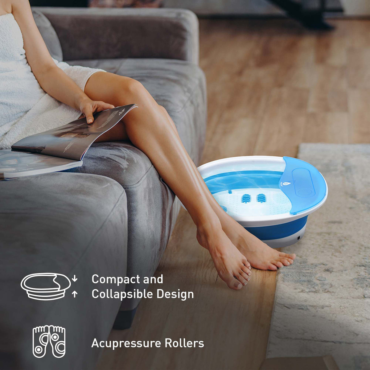 Pursonic collapsible foot spa massager
